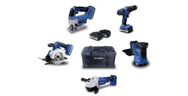 Cdiscount: Pack de 5 outils HYUNDAI (Perceuse + Ponceuse + Scie circulaire et sauteuse + Meuleuse) à 224,99€