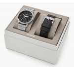 Fossil: Coffret cadeau avec montre Luther 3H à trois aiguilles et bracelet interchangeable à 69€