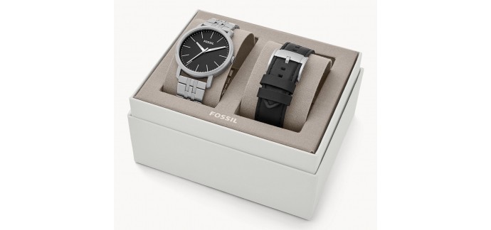 Fossil: Coffret cadeau avec montre Luther 3H à trois aiguilles et bracelet interchangeable à 69€