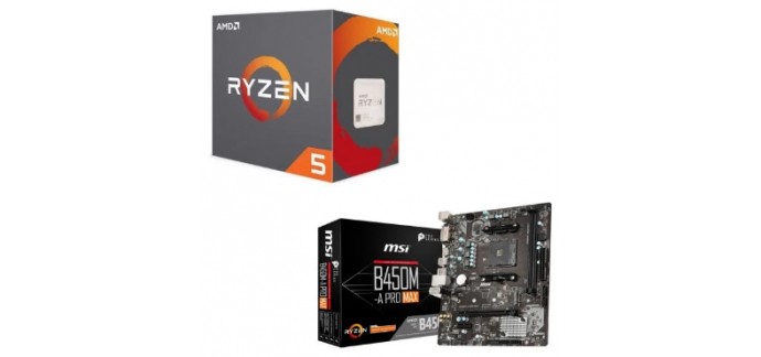 Rue du Commerce: Processeur Ryzen 5 2600 Wraith Stealth Edition - 3,4/3,9 GHz + Carte Mère B450 Pro Max, Micro-ATX