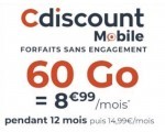 Cdiscount Mobile: Forfait mobile sans engagement illimité + 60 Go d'Internet à 8,99€/mois pendant 1 an