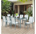 Cdiscount: Ensemble repas de jardin 8 personnes- table 180x90cm plateau en verre et 8 chaises à 387,99€