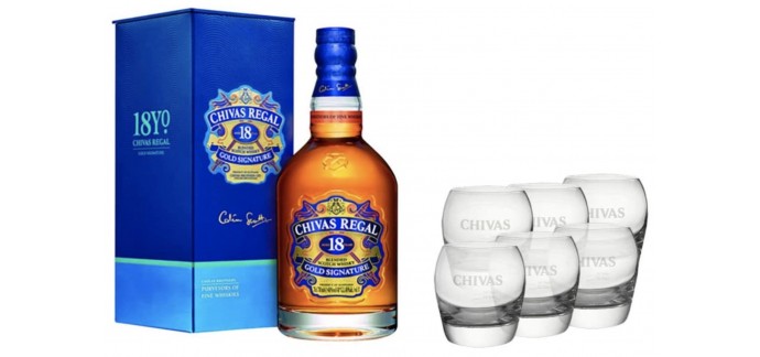 Amazon: Whisky Chivas 18 Ans 70 Cl + 6 Verres à 56,90€