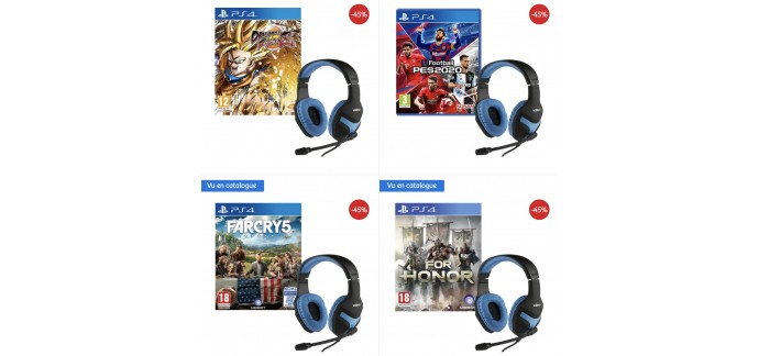 Auchan: Far Cry 5, Dragon Ball FighterZ, PES 2020 ou For Honor sur PS4 + Casque Konix à 29,99€