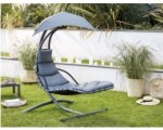 Intermarché: Chaise longue suspendue avec ombrelle - Structure en acier, Gris (Via 50€ sur la Carte de Fidélité)