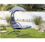 Intermarché: Chaise longue suspendue avec ombrelle - Structure en acier, Gris (Via 50€ sur la Carte de Fidélité)