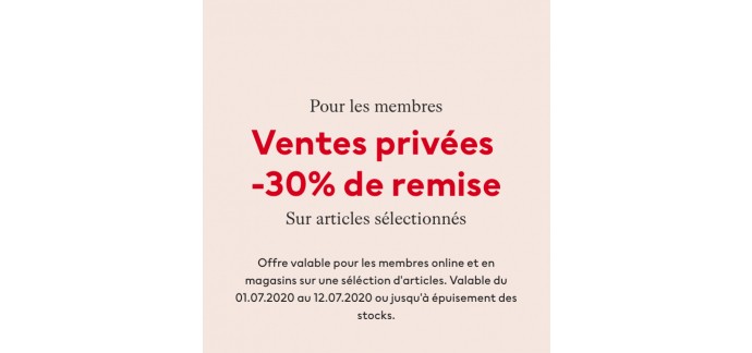 H&M:  Jusqu’à 30 % de réduction pendant les ventes privées
