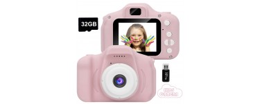 Amazon: Appareil Photo numérique pour Enfants - 8 mégapixels & vidéo HD 1080p - Carte 32Go incluse à 19,88€
