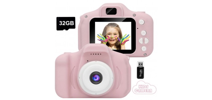 Amazon: Appareil Photo numérique pour Enfants - 8 mégapixels & vidéo HD 1080p - Carte 32Go incluse à 19,88€