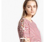 La Redoute: Le t-shirt rayé liens épaules manches courtes à 4.50€ 