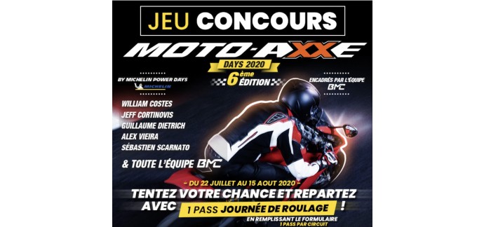Moto Axxe: 1 PASS « Journée de Roulage » sur le circuit de votre choix Dijon, Magny-Cours ou Le Vigeant