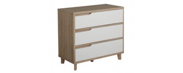 BUT: Commode LINEA NATURA 3 tiroirs Nordic imitation chêne et blanc à 79,99€