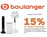 Boulanger: 15% de remise sur les climatiseurs, ventilateurs, rafraîchisseurs et purificateurs d'air