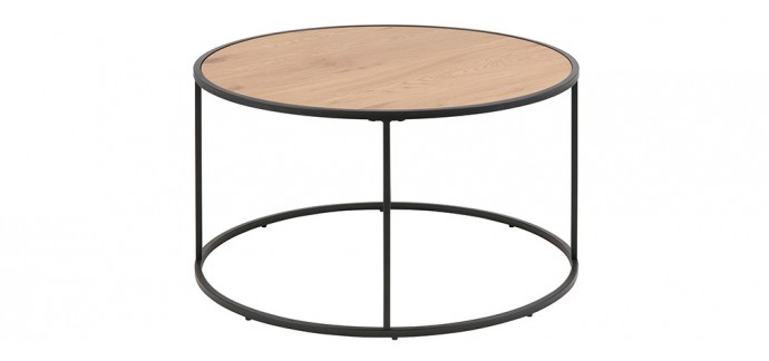 Miliboo: Table basse ronde bois et métal noir D80 cm TRESCA à 99,59€