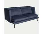 Alinéa: Canapé 3 places fixe surpiqué en velours bleu myrte à 503,44€