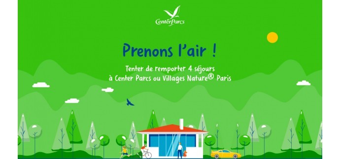 Center Parcs: 4 séjours pour 4 personnes à Center Parcs ou Villages Nature Paris à gagner