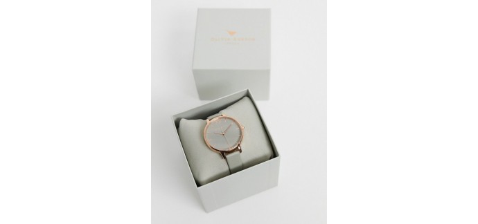 ASOS: Montre avec bracelet en cuir gris et cadran or rose – 81,99€ au lieu de 125,99€