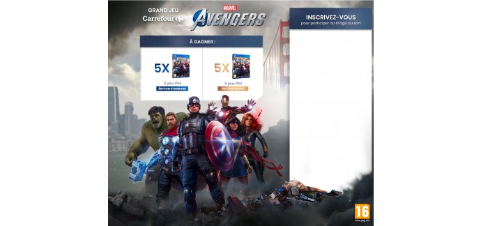 Carrefour: 10 jeux video PS4 "Avengers" à gagner