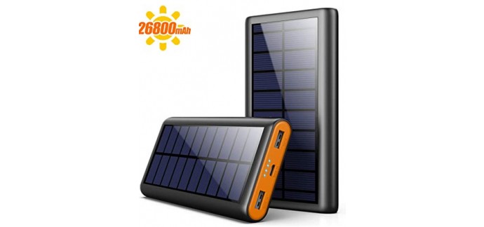 Amazon: Batterie externe portable solaire 26800mAh AOPAWA à 22,05€