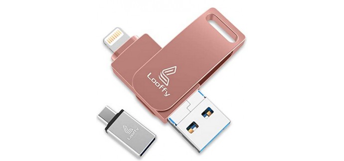 Amazon: Clé USB 128Go Looffy compatible smartphone, tablette à 42,49€