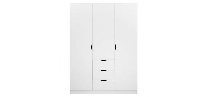 Conforama: Armoire 3 portes 3 tiroirs, blanc -334,39€ au lieu de 549,99€ 