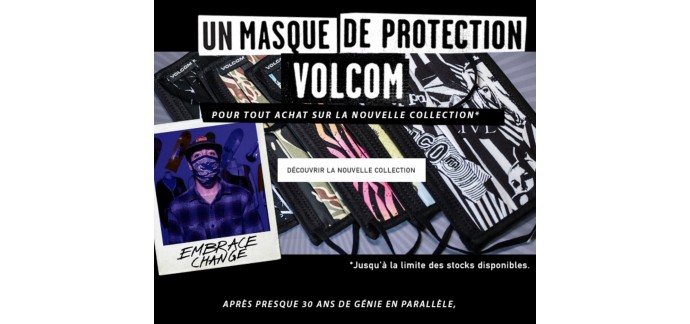 Volcom: 1 masque offert pour tout achat sur la nouvelle collection