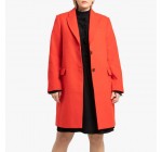 La Redoute: Manteau style pardessus boutonné rouge, oversize – 27,50€ au lieu de 49,99€ 