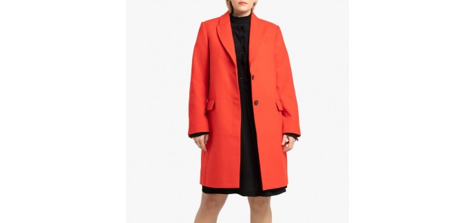 La Redoute: Manteau style pardessus boutonné rouge, oversize – 27,50€ au lieu de 49,99€ 