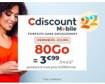 Cdiscount Mobile: Forfait Mobile illimité + 80 Go à 3,99€/mois pendant 6 mois et sans engagement