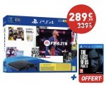 Micromania: Pack Ps4 Slim 500 Go Noire + FIFA 21 + The Last of U II + PlayStation Plus 14 jours à 289,99€