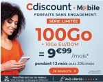 Cdiscount Mobile: Forfait Mobile sans engagement Appels, SMS, MM illimités + 100Go de data à 9,99€/mois pendant 1 an