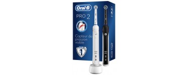 Amazon: Lot de 2 brosses à dents électrique Braun Oral-B Pro 2 avec capteur de pression à 44,99€