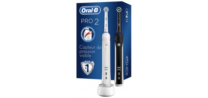 Amazon: Lot de 2 brosses à dents électrique Braun Oral-B Pro 2 avec capteur de pression à 44,99€