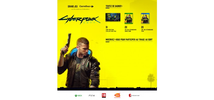 Carrefour: 1 édition collector PS4 du jeu "Cyberpunk 2077", 2 jeux Xbox One, 2 jeux standard Xbox PS4 à gagner