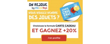 PicWicToys: 20% de bonus offerts en vendant vos jouets d'occasion en choisissant la formule Carte Cadeau