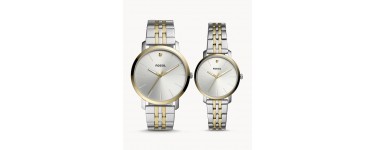 Fossil: Coffret cadeau 2 montres Lux Luther pour Elle et Lui en acier inoxydable à 79€