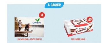 Kinder: Un séjour à Center Parcs de 4 jours pour 4 personnes ou 80 gourmandises Kinder Bueno à gagner