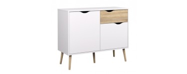 BUT: Buffet 2 portes 1 tiroir OSLO Blanc/chêne à 136,39€