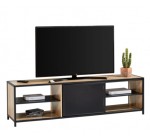 BUT: TIME Long meuble TV L.180 OSKAR Imitation chêne sonoma/ noir à 119,99€