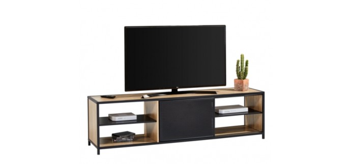 BUT: TIME Long meuble TV L.180 OSKAR Imitation chêne sonoma/ noir à 119,99€