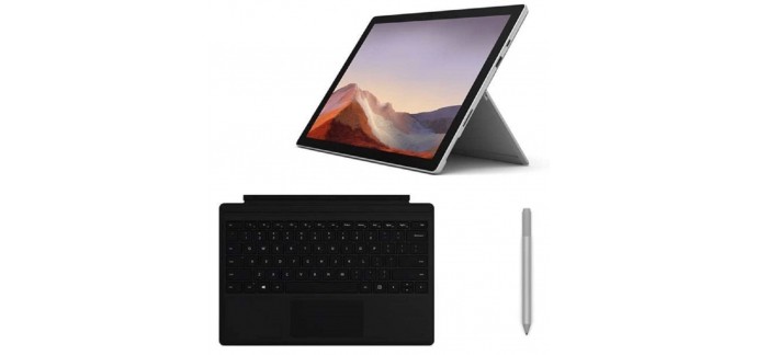 Amazon: PC Hybride Microsoft Surface Pro 7 + Type Cover Noir + Stylet Surface Platine à 899€