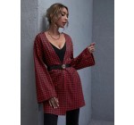 SHEIN: SHEIN Manteau à pieds-de-poule rouge et noir - 8€ au lieu de 10€