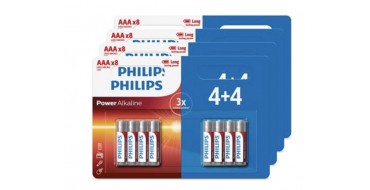 Fnac: Lot de 32 piles Philips AAA ou AA en 4 packs de 4+4 à 9,99€