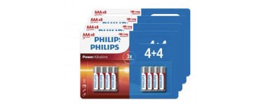 Fnac: Lot de 32 piles Philips AAA ou AA en 4 packs de 4+4 à 9,99€