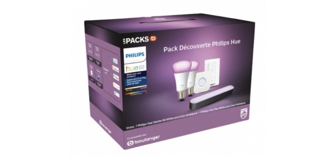 Boulanger: Pack Philips Pack exclu Démarrage E27 W&C+Hue play à 159,89€