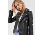 ASOS: Barney's Originals - Clara - Blouson en cuir style motard, noir - 112,45€ au lieu de 408,99€
