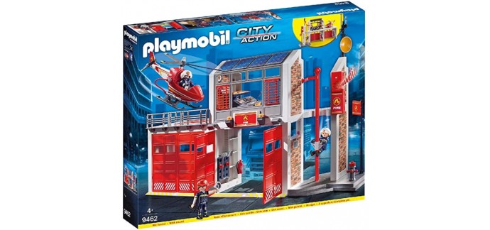 Amazon: Playmobil Caserne de Pompiers avec Hélicoptère - 9462 à 59,90€