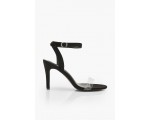 Boohoo: Chaussures à talons bande transparente, couleur noire - 22€ au lieu de 35€