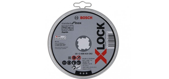 Amazon: Lot de 10 disques à Tronçonner à Surface Plate Bosch X-Lock à 5,46€