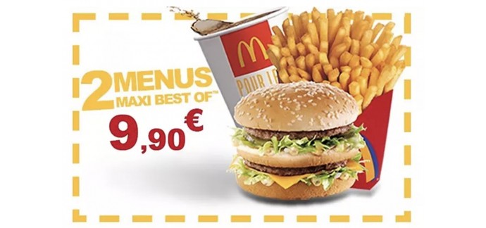 Groupon: Payez 1€ le bon offrant 2 menus Maxi Best Of à 9,90€ à emporter et/ou au drive